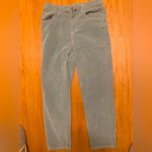 super cute velvet (??) light blue high waisted ankle length pants